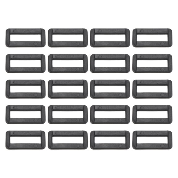 1 Inch Rectangle Buckle Plastic Webbing Strap Fastener, Black, 100 Pack