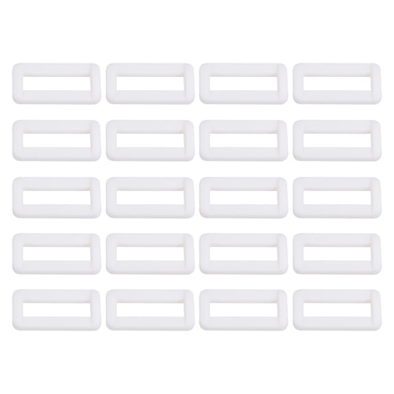 1 Inch Rectangle Buckle Plastic Webbing Strap Fastener, White, 100 Pack