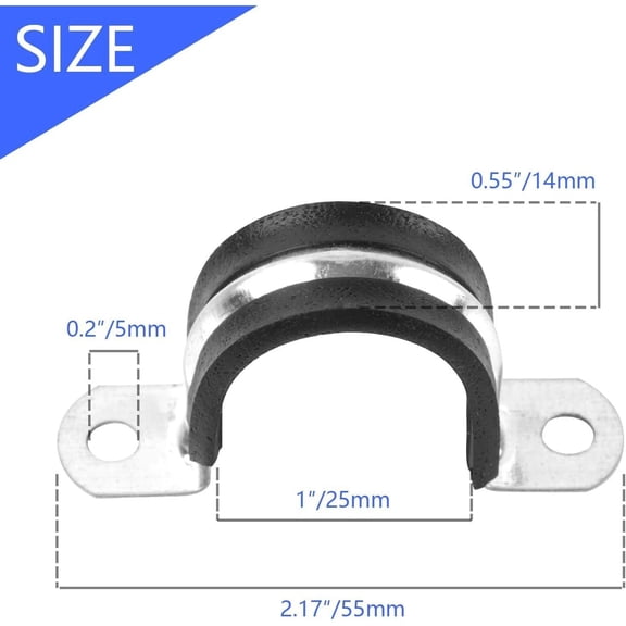 1 Inch Reinforced Rigid Pipe Strap, 20 PCS 2 Holes U Bracket Cable Clamp Hanger,