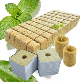 1 Inch Rockwool Cubes for Hydroponic Growing, 50 Plugs Stonewool Starter Grow Cubes, Rock Wool Planting Seed Starter Cu-BES, Clone Plugs Soilless Cultivation Seedlings Cuttings Germination Start