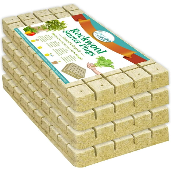 1 Inch Rockwool Cubes Seed Starter Plugs for Hydroponics, RockWool Planting Grow Cubes for Hydroponic Tower Garden Soilless Cultivation Plants Germination Cutting Clone (4 Sheet, 200 Plugs)