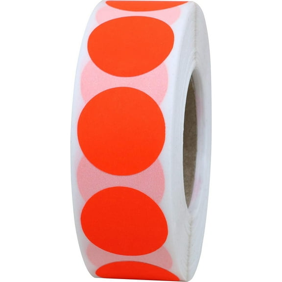 1 Inch Round Blank Fluorescence Red Shooting Target Pasters | Total 1,000 Adhesive Target Dots Per Roll (Fluorescent Red)