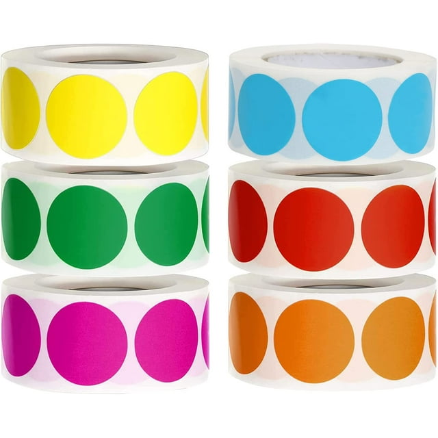 1 Inch Round Color Coding Dot Stickers, Removable Adhesive Circle