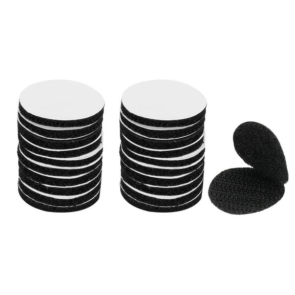 1 Inch Round Hook and Loop Dot, Double Sided Sticky-Back, Black 24 Pairs