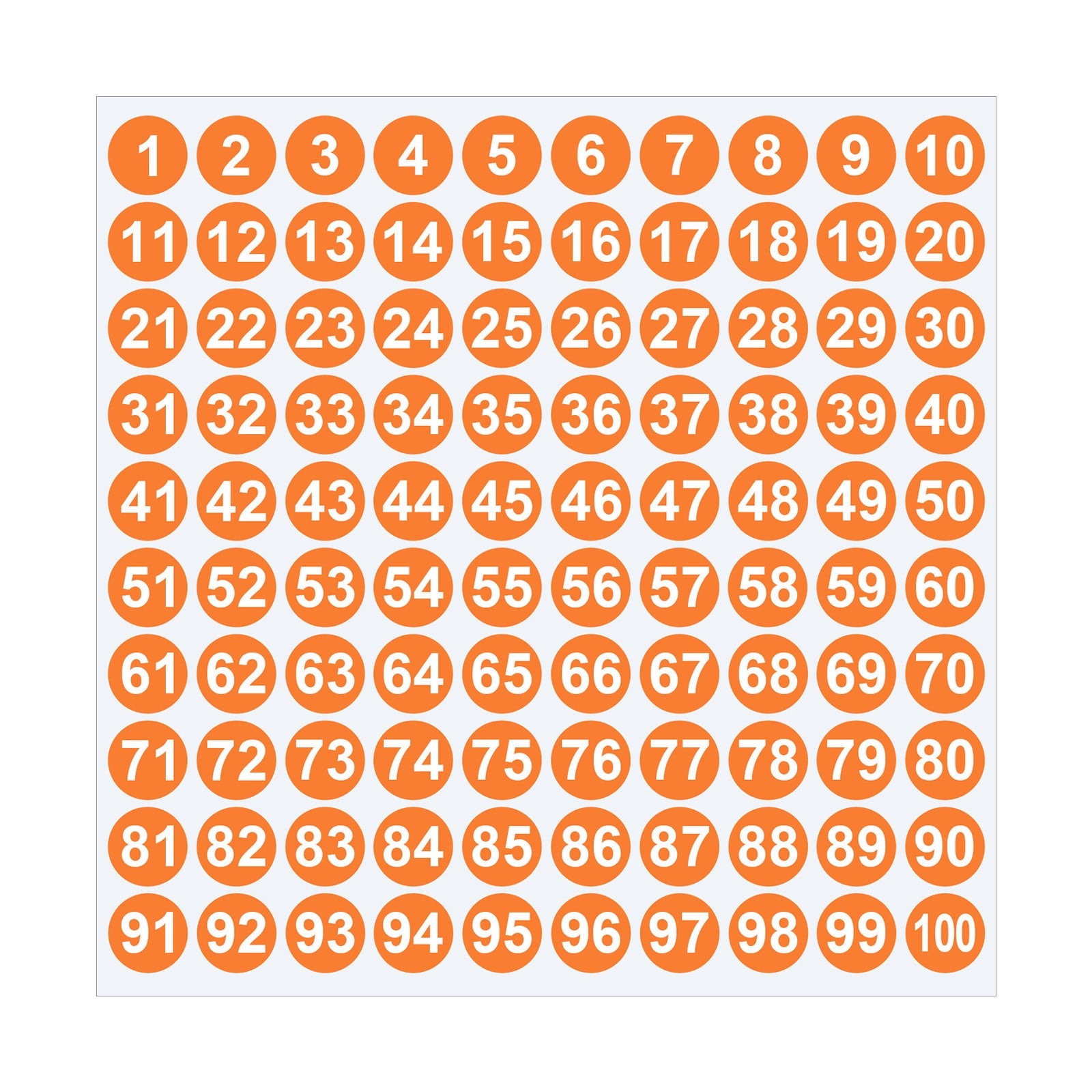 Round Number Sticker 1 1 Inch Round Number Stickers,1-100 Multi-Color Self-Adhesive Labels for ...