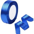 thumbnail image 1 of 1 Inch Royal Blue Polyester Ribbon Smooth Classic Soild Ribbon Soft Silky Wide Satin Fabric Ribbons Bundle Roll for Sewing Making Crafts Wreath Invitation Bouquet Party Home Decor Supply, 1 of 8