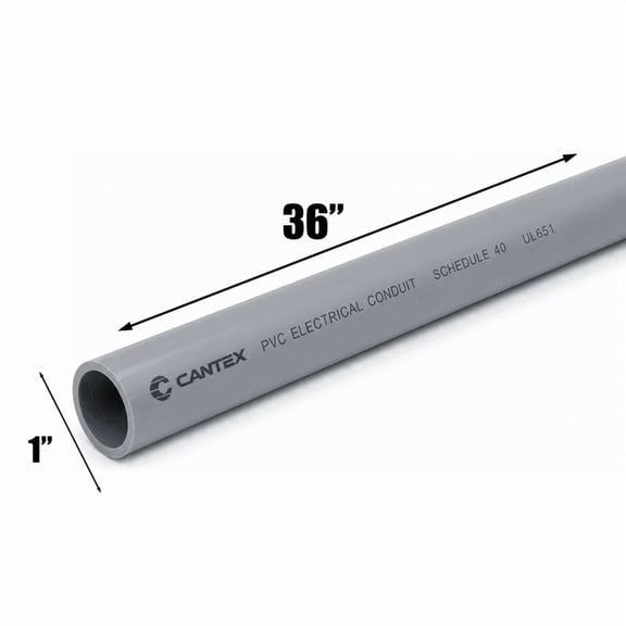 1 Inch Schedule 40 PVC Electrical Conduit Pipe, UL 651 ETL Listed RNC, Sunlight Resistant, 36 Inch