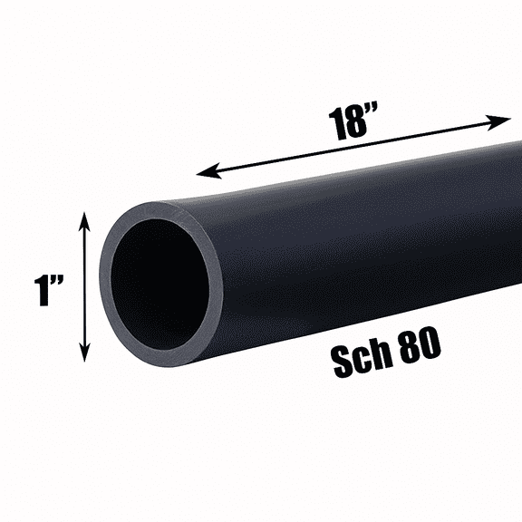 1 Inch Schedule 80 PVC Pipe - Cut to Custom Length (18")