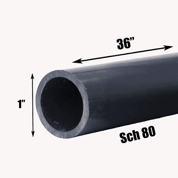 1 Inch Schedule 80 PVC Pipe - Cut to Custom Length (36")