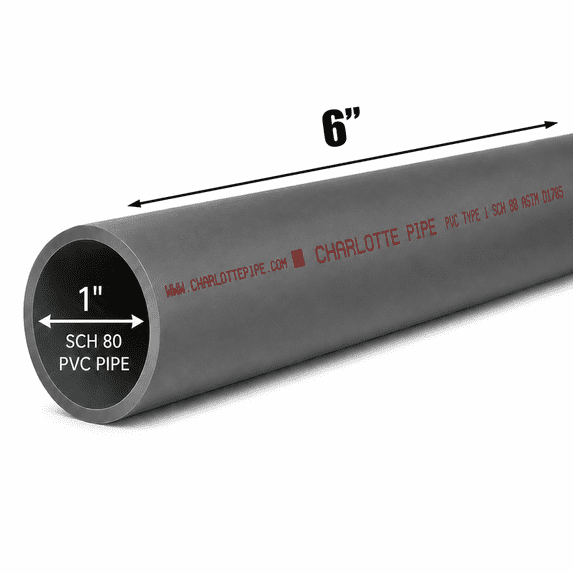 1 Inch Schedule 80 PVC Pipe - Cut to Custom Length (6