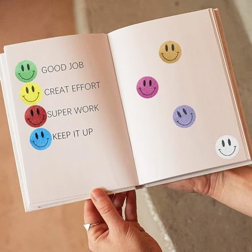 1 Inch Shiny Happy Face Stickers Circle Dots Labels Reward Stickers Teachers Sticker (500PCS,Green)