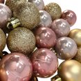 thumbnail image 1 of 1 Inch Shiny, Matte & Glitter Gold & Pink Christmas Ball Ornaments 24 Piece Set, 1 of 10
