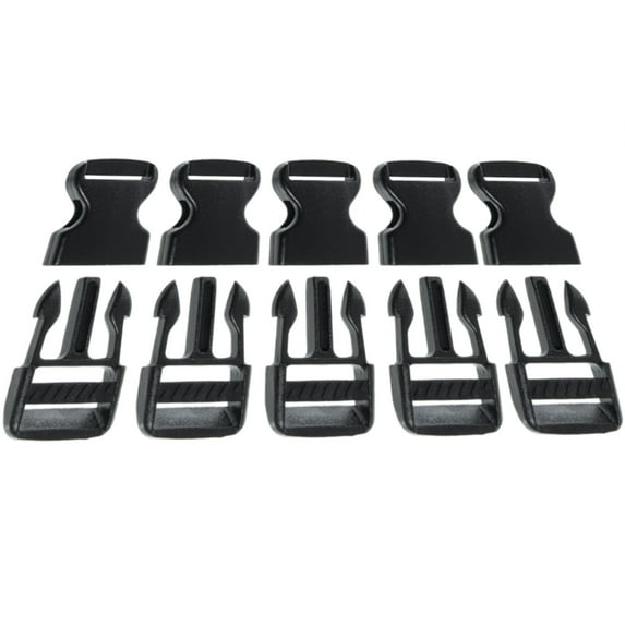1 Inch Side Release Plastic Black Clip Buckles - 5 Pack USA Made Quick Locking Clasp