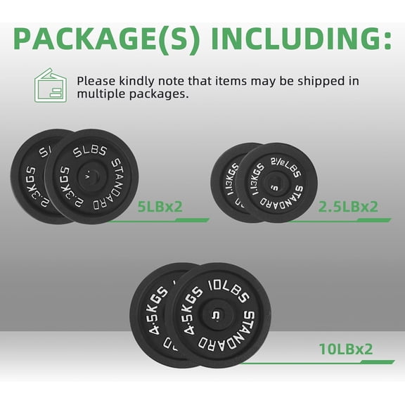 1 Inch Standard Barbell Weight Plates, 2.5 LB to 45 LB Plates for Home Gym Strength Training, Deep Grip Edge