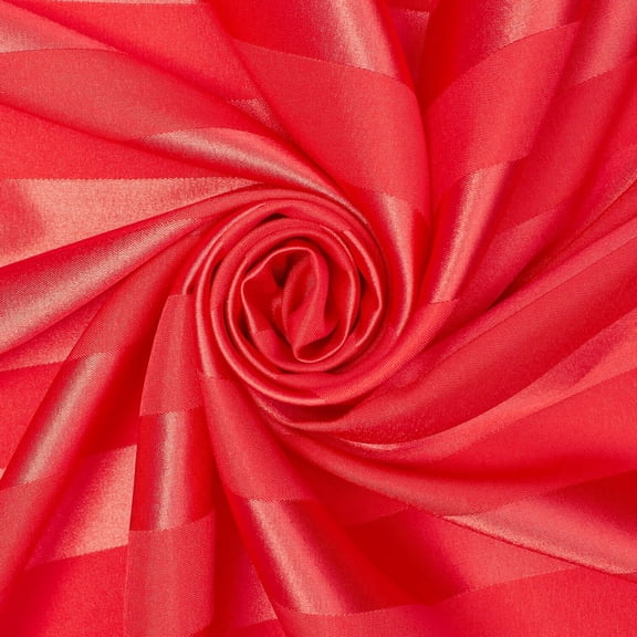 1 Inch Striped Stretch Satin Jacquard Polyester Spandex Soft Smooth Fabric By The Yard For Sewing, Crafts, Accessories, Apparel, & More - Red, 1 Yard