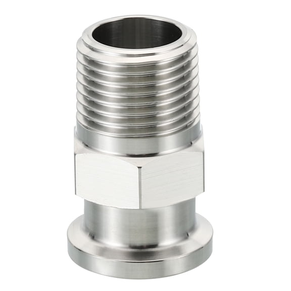 1 Inch TC Tri Clamps Adaptor, Tri-Clover Fittings to NPT 1/2" Male Thread Adaptor Hexagonal 304 Stainless Steel, 25.2mm