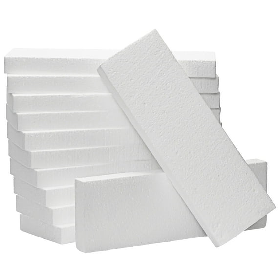 Juvale Foam Rectangle Blocks for Crafts - 12 in x 4 in x 1 in, White, 12 Pack - Cuttable & Paintable for Diorama Foam Boards & Sheets, Model Making & School Projects