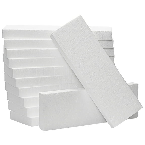 Juvale Foam Rectangle Blocks for Crafts - 12 in x 4 in x 1 in, White, 12 Pack - Cuttable & Paintable for Diorama Foam Boards & Sheets, Model Making & School Projects