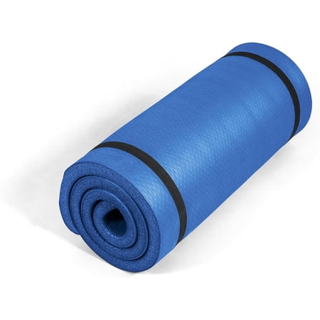 1-Inch Thick Yoga Mat | High-Density, Non-slip Exercise with Carrying Strap for Yoga, Pilates, & Home Gym Workouts Multiple Options