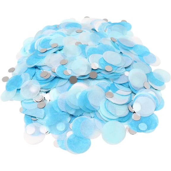 1 Inch Tissue Paper Confetti Circles,1.76oz Round Paper Table Confetti Circle Dots, Suitable for Birthday Wedding Party Decoration and Baby Shower decorations,Blue and White,5000 Pieces