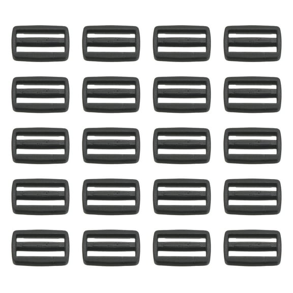 1 Inch Tri-Glide Slide Buckles Webbing Strap Fastener, Black, 50 Pack