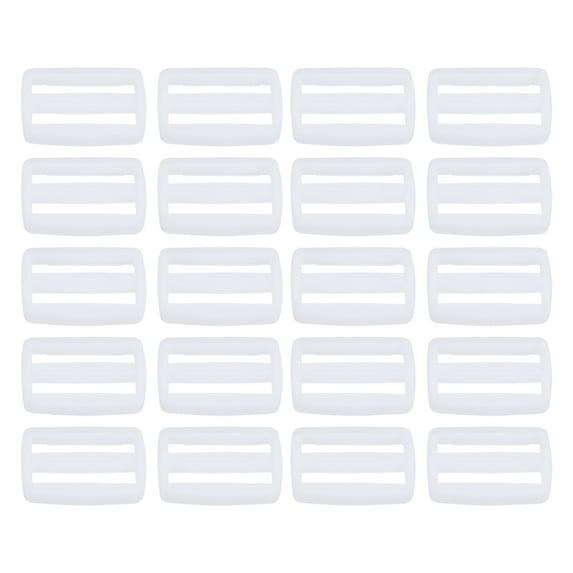 1 Inch Tri-Glide Slide Buckles Webbing Strap Fastener, Bright White, 50 Pack