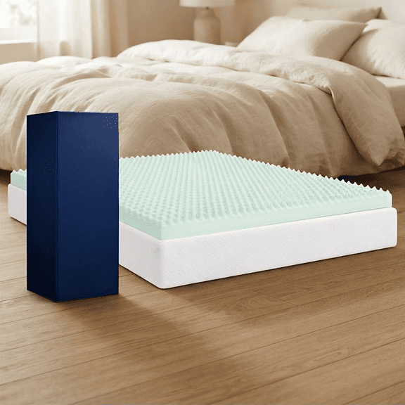 1-Inch Twin Convoluted High Density Foam Mattress Topper, Egg Crate Ventilation Design Bed Pad, Green
