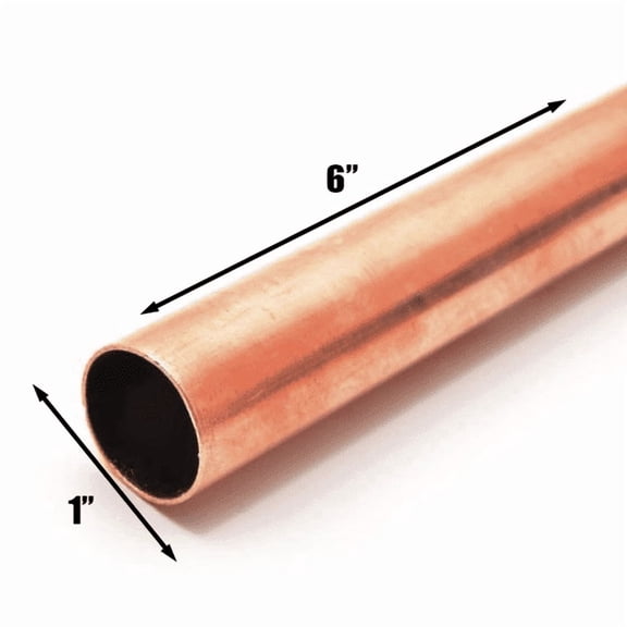 1 Inch Type L Copper Pipe for Plumbing, HVAC & Refrigeration, ASTM B88 Copper Tube, Sweat Solder Compatible, 6 Inch Length