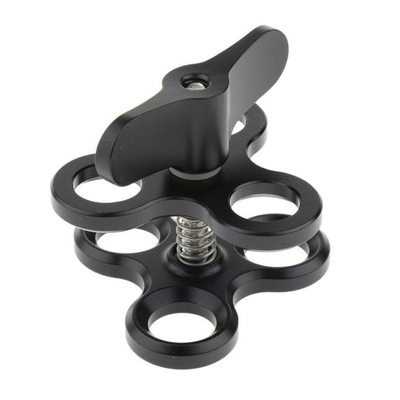 1 Inch Underwater Ball Clamp 3 Holes Easy Releasing Mounting and Moving Around Clamp for Scuba Diving Video Camera Tray System Black