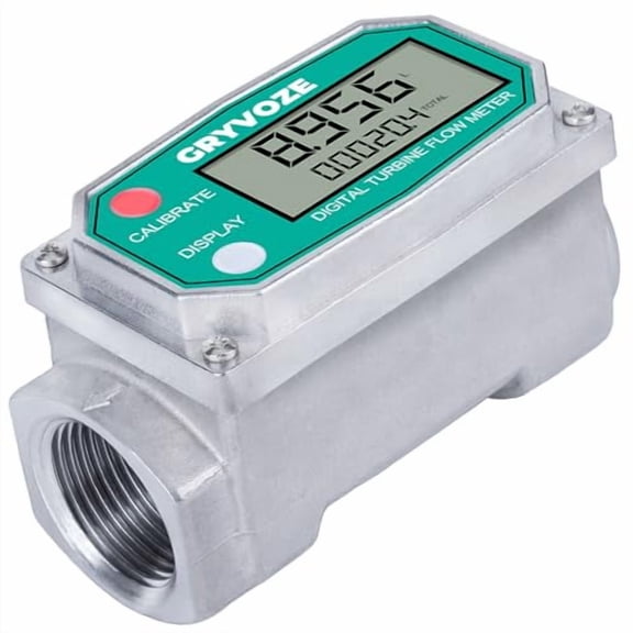 1 Inch Water & Fuel Flow Meter for 2.6-26 GPM NPT Thread 1% Accuracy Flowmeter for Diesel, Gas Oil, Gasoline, and Other Liquids - Supports Sleep Mode, Power-Off Memory (Alu Alloy)$$Tools