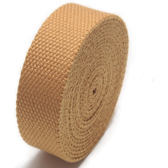 1 Inch Webbing Strap – Heavy Duty Polyester Cotton-Like Tape, 5.5–6 Yards, Eco-Friendly Dye, Washable & Durable for DIY, Sewing, Tote Bags, Pet Leashes, Outdoor Gear (Khaki)