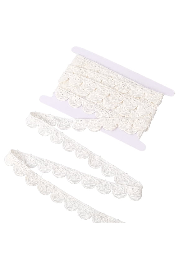 1 Inch White Cotton Lace Roll Ribbon Crochet Eyelet Embroidery Applique Trim Shell Embroidered Scalloped Edge Trimming Bulk