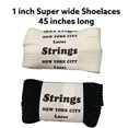thumbnail image 1 of 1 Inch Wide Super Wide Shoelaces 45" Length White, and Black.  New from the 80's. STRINGS Shoe Lace Co, 1 of 1