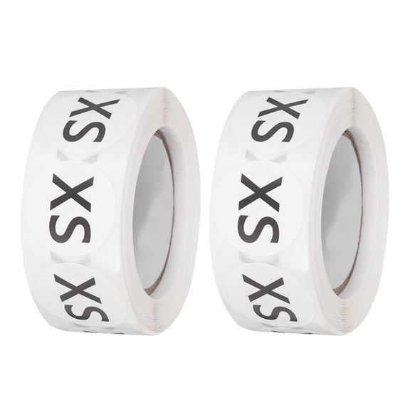 1 Inch XS Clothing Size Stickers, 500 Pcs Round Self Adhesive Labels Shirt Size Labels Semi-Gloss Adhesive Stickers for Retail Clothing t Shirt Skirt, Black (2 Roll)
