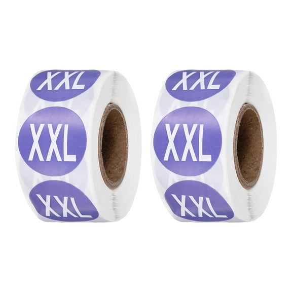1 Inch XXL Clothing Size Stickers, 500 Pcs Round Self Adhesive Labels Shirt Size Labels Semi-Gloss Adhesive Stickers for Retail Clothing t Shirt Skirt, White-Light Blue (2 Roll)