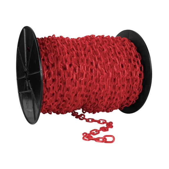 1 Inch x 250 Feet Red Plastic Safety Chain Reel