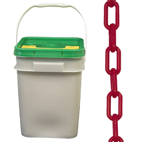 1 Inch x 350 Feet Red Plastic Safety Chain Pail