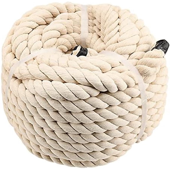 1 Inch x 65 feet Twisted Cotton Rope, Natural Cotton Rope, 3 Strand Twisted Cotton Rope Unbleached Macrame Cord for Crafts, Hanging Baskets, DIY Decoration$$Tools & Hardware Other