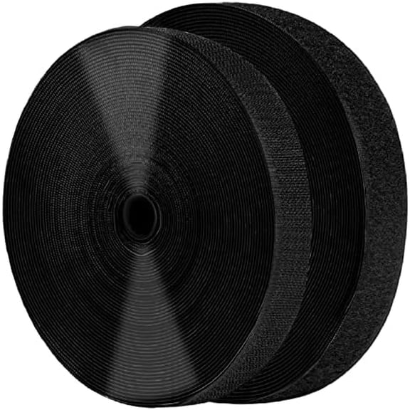 1 Inch x 82 Feet Black Self Adhesive Hook and Loop Tape Sticky Back Roll, Nylon Heavy Duty Strips with Adhesive, Multi-Function Hook Loop Tape for Crafting & Wall Hanging - Black
