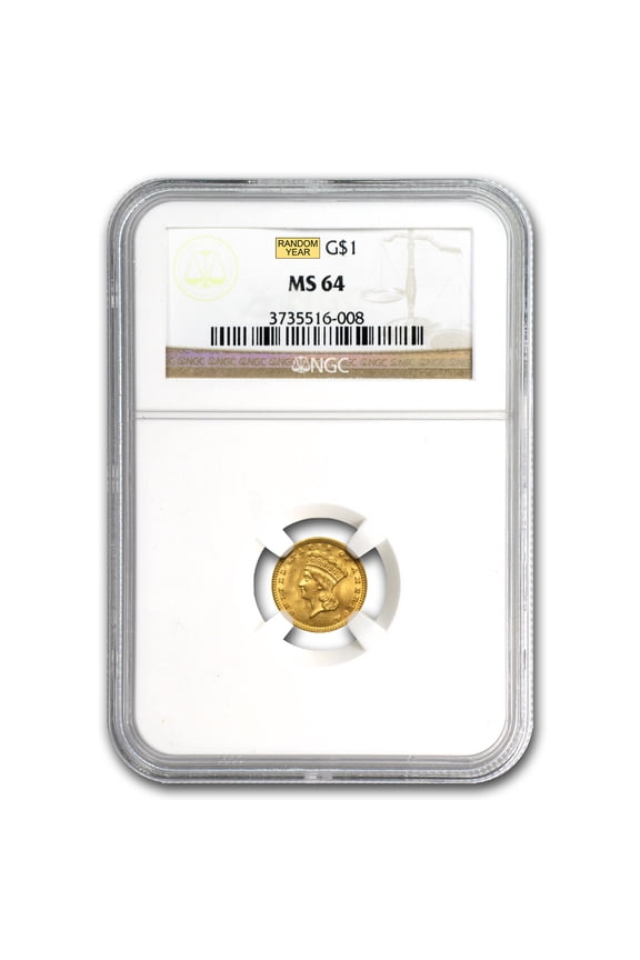 $1 Indian Head Gold Dollar Type 3 MS-64 NGC/PCGS