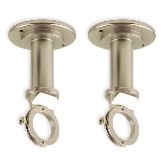 1" Industrial Pipe Wall/Ceiling Single Bracket (pair) - Satin Nickel