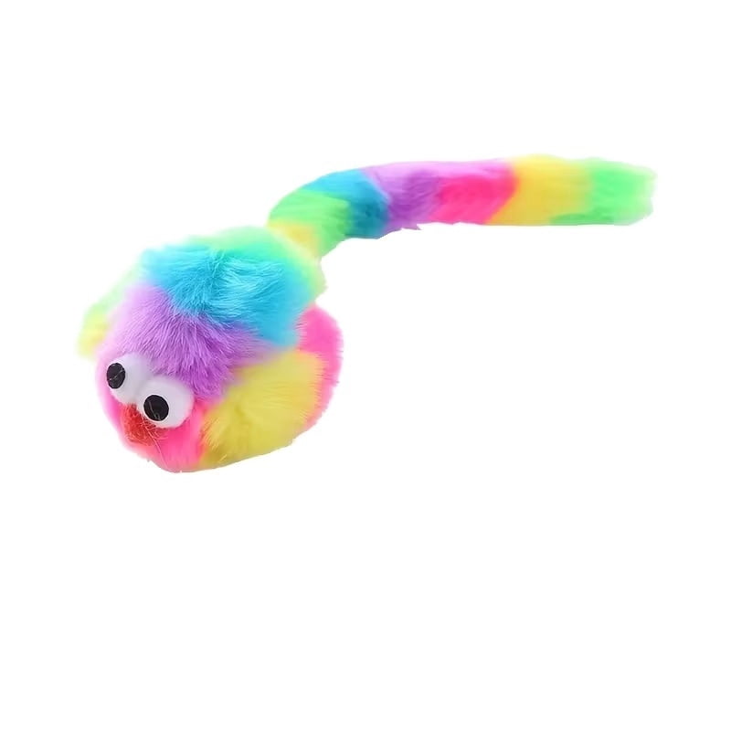 1 Interactive Rainbow Rabbit Plush Mouse Toy with Sound - A chew-resistant and durable medium-sized cat toy, batteries not included