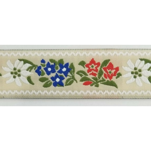 1" Jacquard Woven Floral Ribbon Trim - 10 Yards - Many Colors!