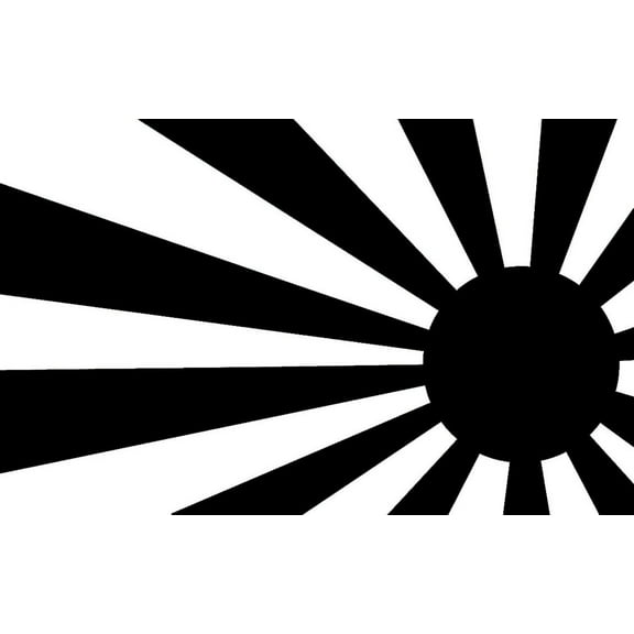 (1) Japanese Rising Sun JDM Vinyl Decal Car Window Sticker 9" x 5.6" BLACK