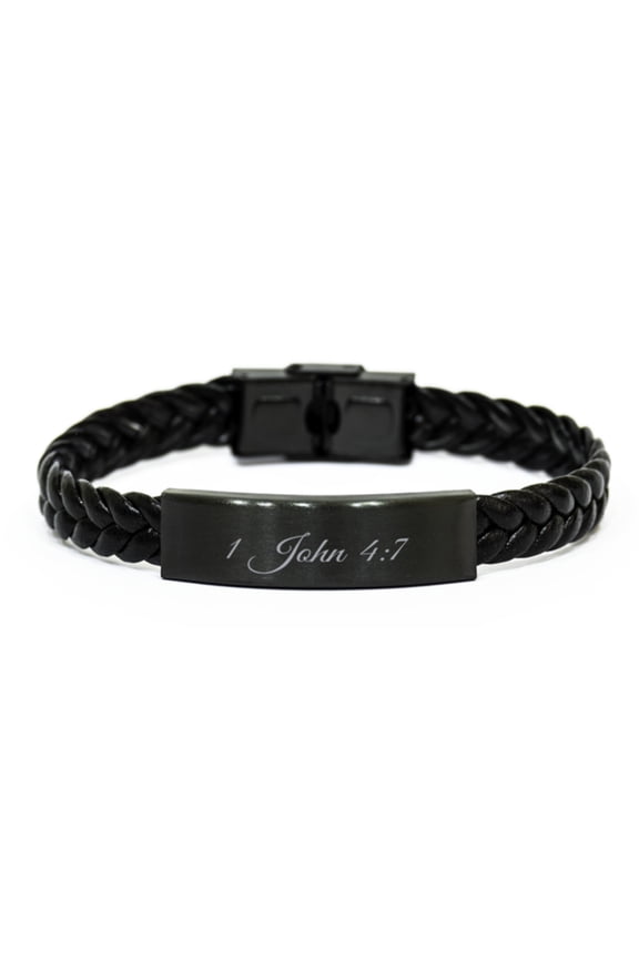 1 John 4 7 Bracelet Braided Leather