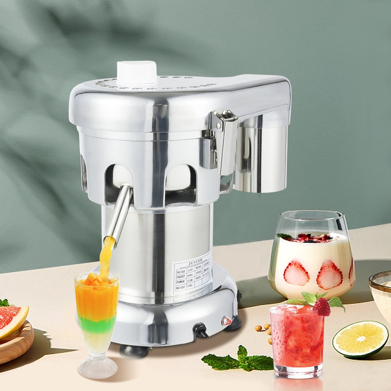1*Juicer+ 1*Push Rod, 36.5*29*36.5cm/14.37*11.41*14.37in, Suitable for Families, Hotels, Restaurants, Cafes, Milk Tea Shops