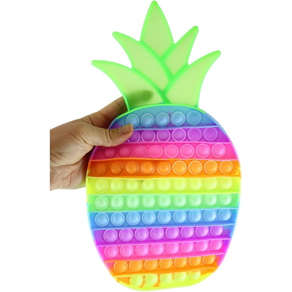 1 Jumbo 13" Rainbow Pineapple Fruit Theme Bubble Pop Fidget Toy - Silicone Push Poke Bubble Wrap Fidget Toy - Bubble Popper Sensory Stress Toy Pinapple