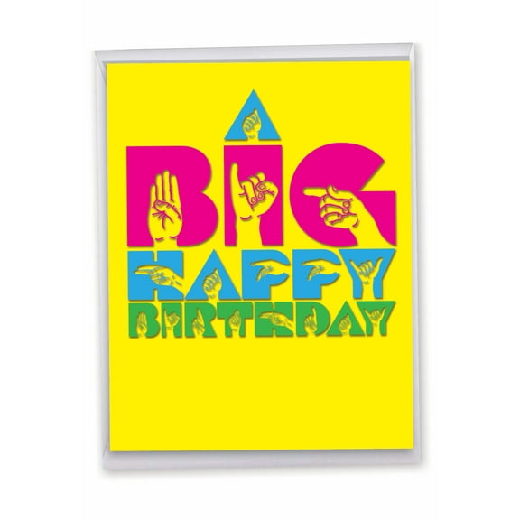1 Jumbo Birthday Card with Envelope (8.5 x 11 Inch) - Big Signs Happy Birthday J4974ABDG