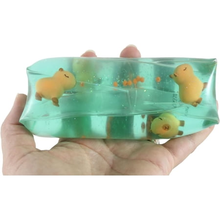 1 Jumbo Capybara Animal Water Filled Tube Snake Stress Toy - Squishy Slippery Wiggler Sensory Fidget Ball (Random Color)