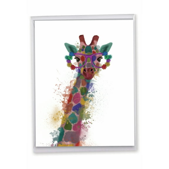 1 Jumbo Congratulations Card with Envelope (8.5 x 11 Inch) - Funky Rainbow Wildlife Congratulations J4948HCGG